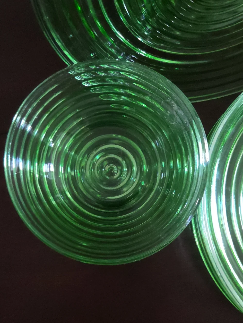 Vintage Anchor Hocking Green Glass Set - Park Avenue / Manhattan Pattern